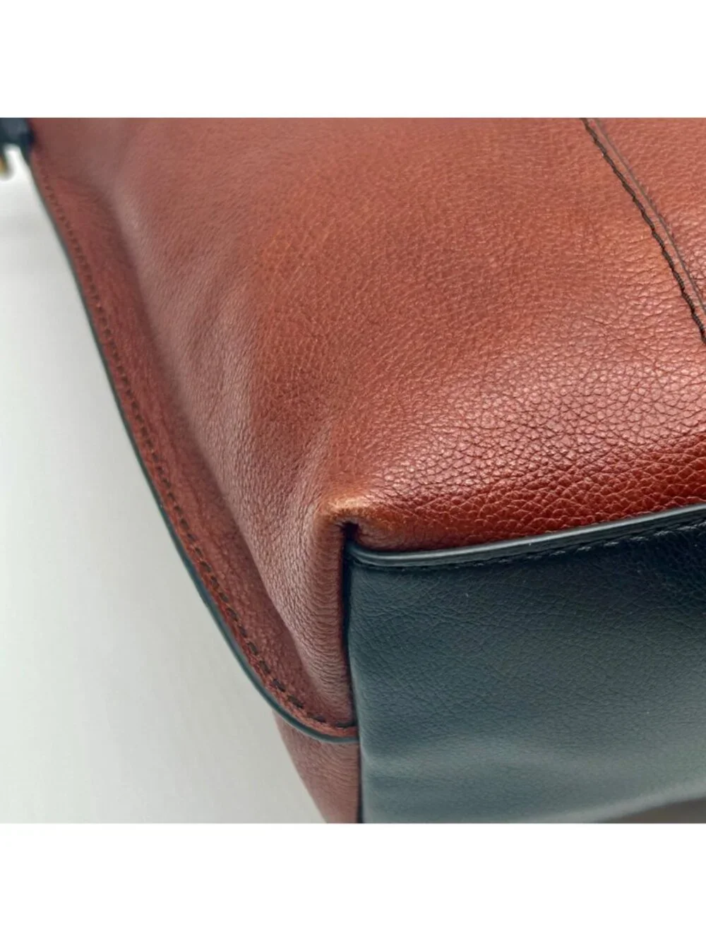 Fossil Brown And Black Pebbled Leather Convertible Satchel